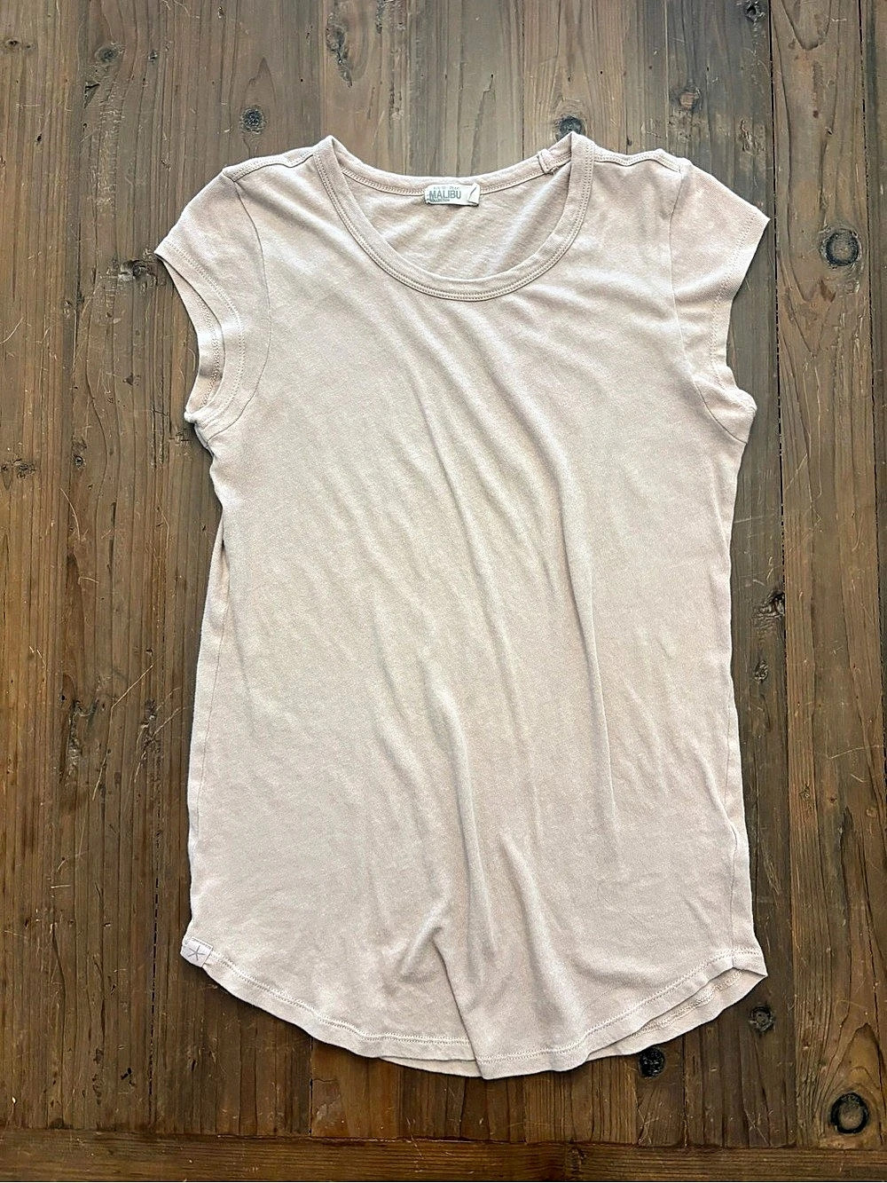 Barefoot Dreams Malibu Collection Pink Cap Sleeve Jersey Tee - Medium